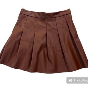 Cognac Pleather Mini Skirt Size small